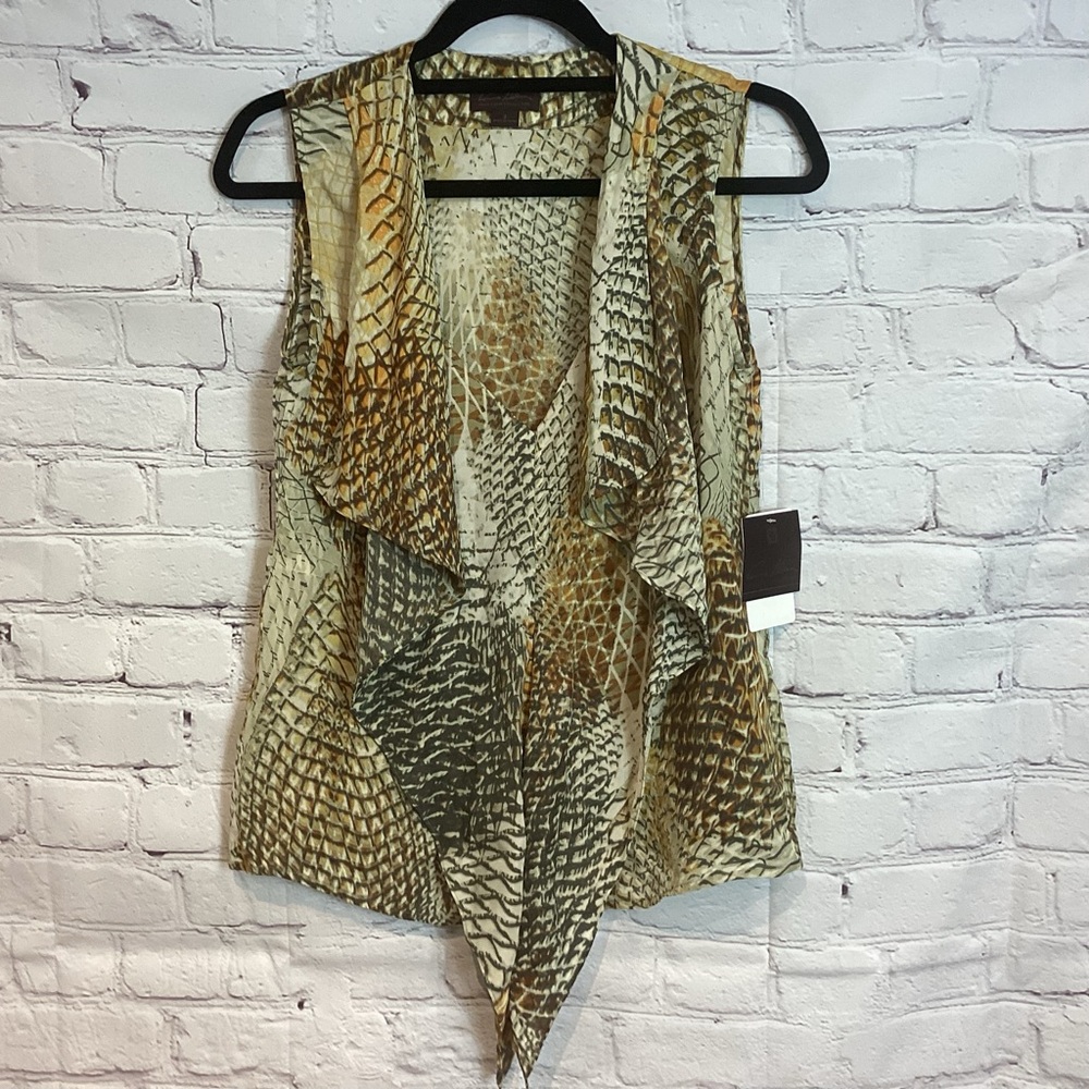 ANNE KLEIN COLLECTION 100% SILK FLUTTER SLEEVELESS BLOUSE SZ 2 NWT